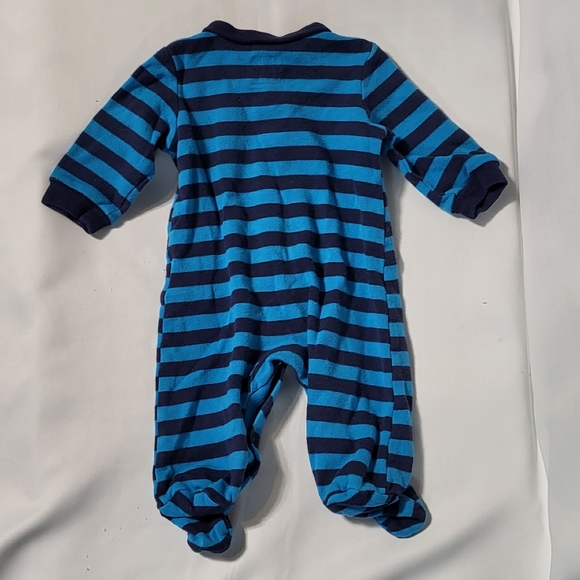 Child Of Mine by Carter's Baby Boys Newborn Blue Striped Long Sleeve Footie - Picture 4 of 6
